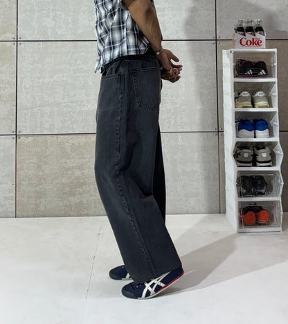 Men's Washed Black Wide Leg Denim