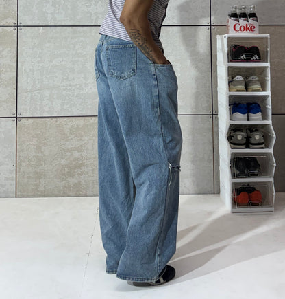 Men's Vintage Blue Distressed Baggy Denim