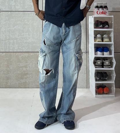 Men's Cargo Distressed Denim
