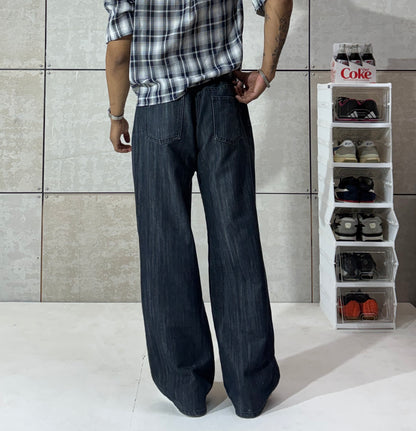 Men's Raw Indigo Wide-Leg Denim