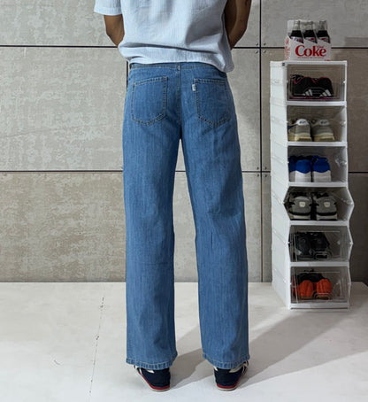 Men's Classic Mid-Wash Wide-Leg Denim