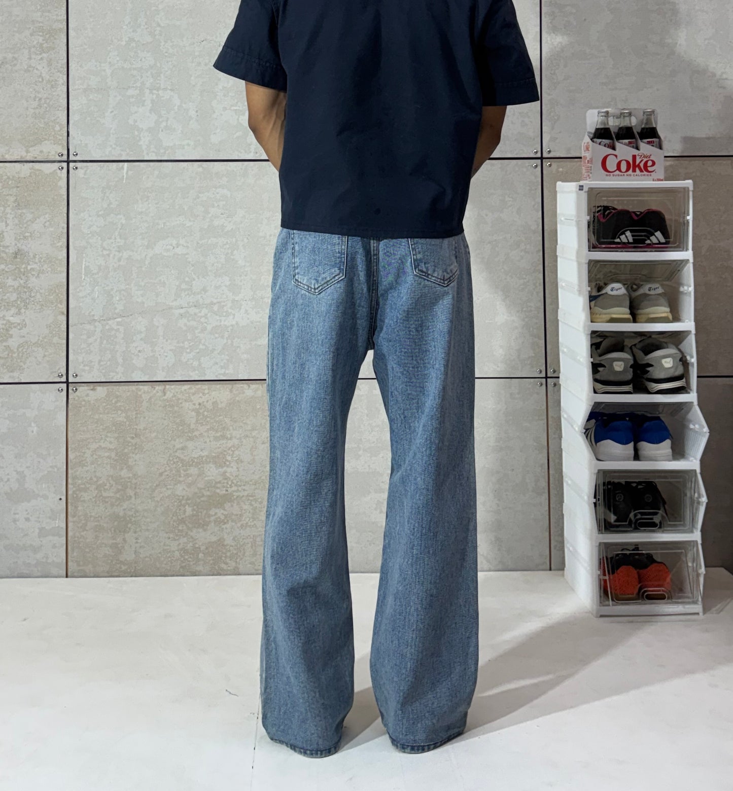 Men's Vintage Light Wash Wide-Leg Denim – Distressed Y2K Jeans