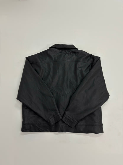 Unisex Oversized Black Leather Utility Jacket