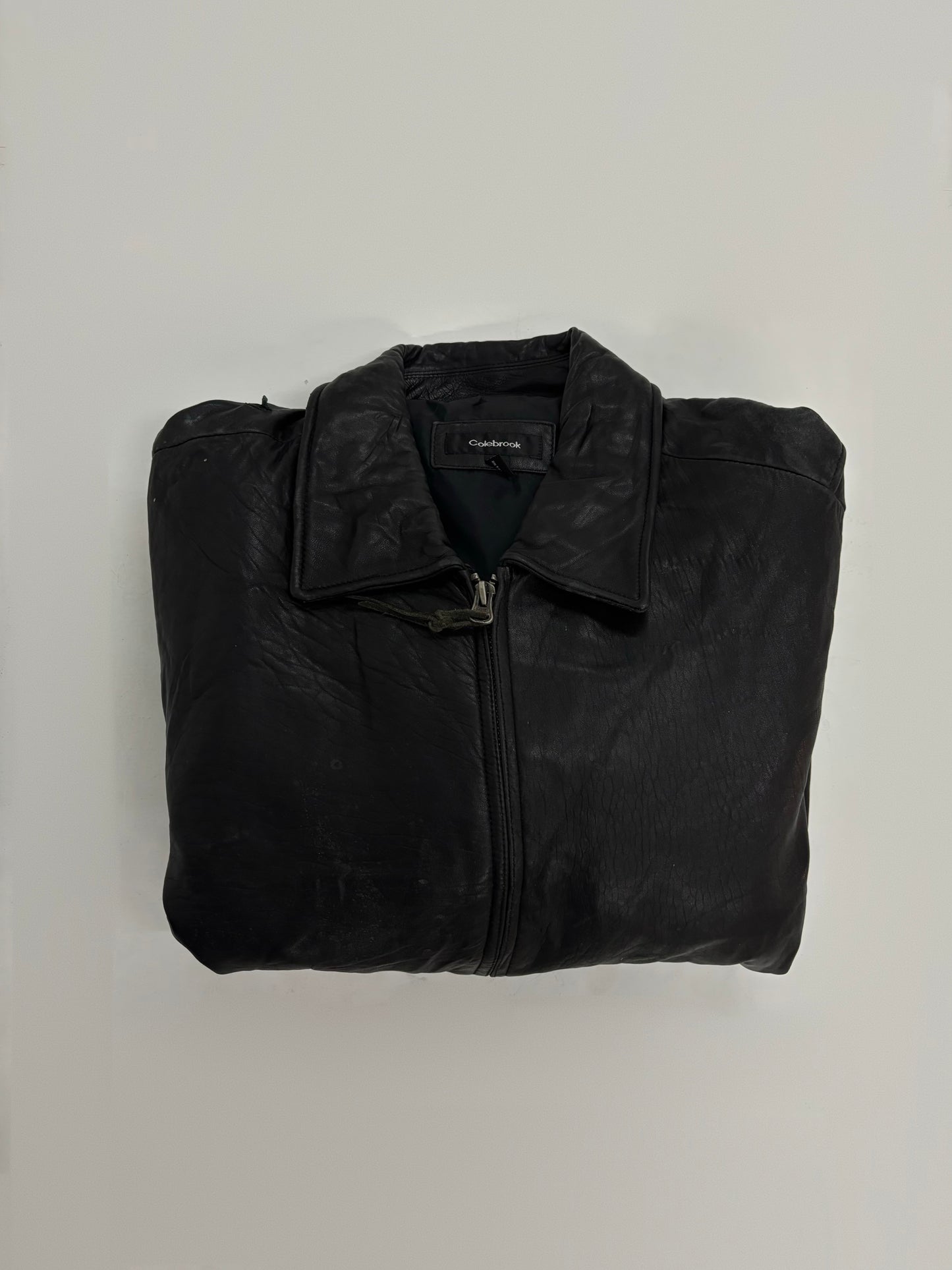 Vintage Unisex Black Leather Bomber Jacket