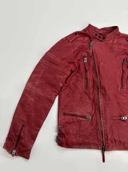 Vintage Women's Red Leather Moto Jacket