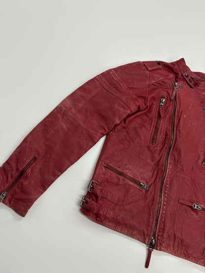 Vintage Women's Red Leather Moto Jacket