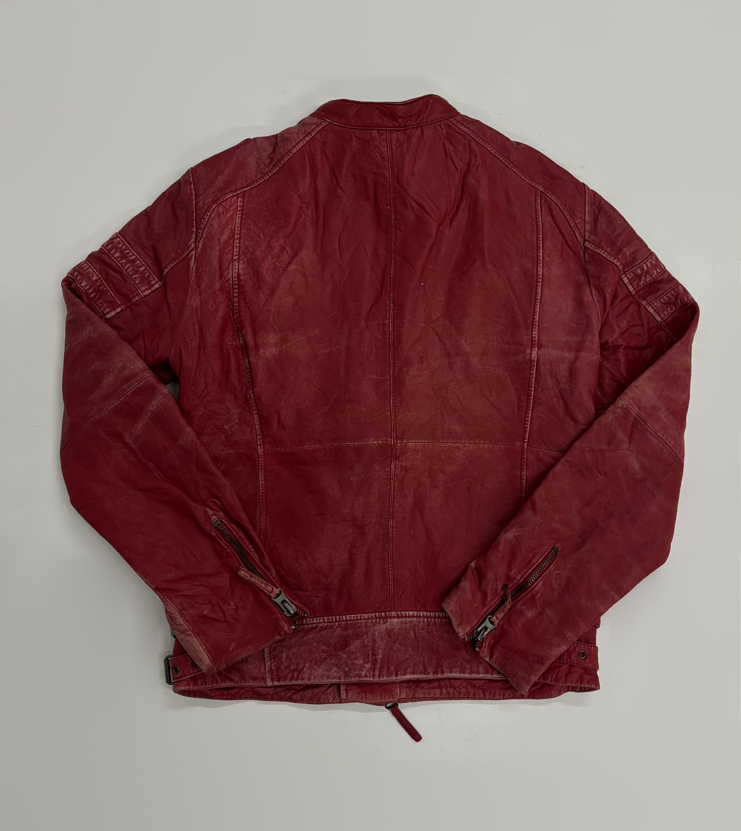 Vintage Women's Red Leather Moto Jacket