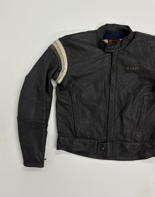 Vintage Unisex Black Leather Racing Jacket