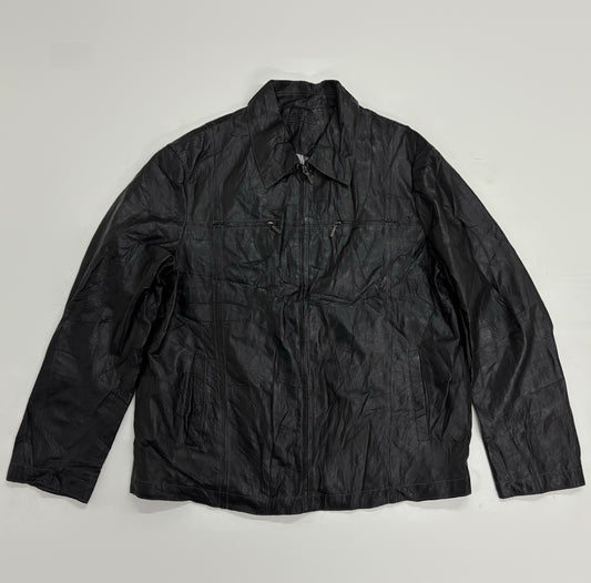 Unisex Vintage Black Leather Field Jacket