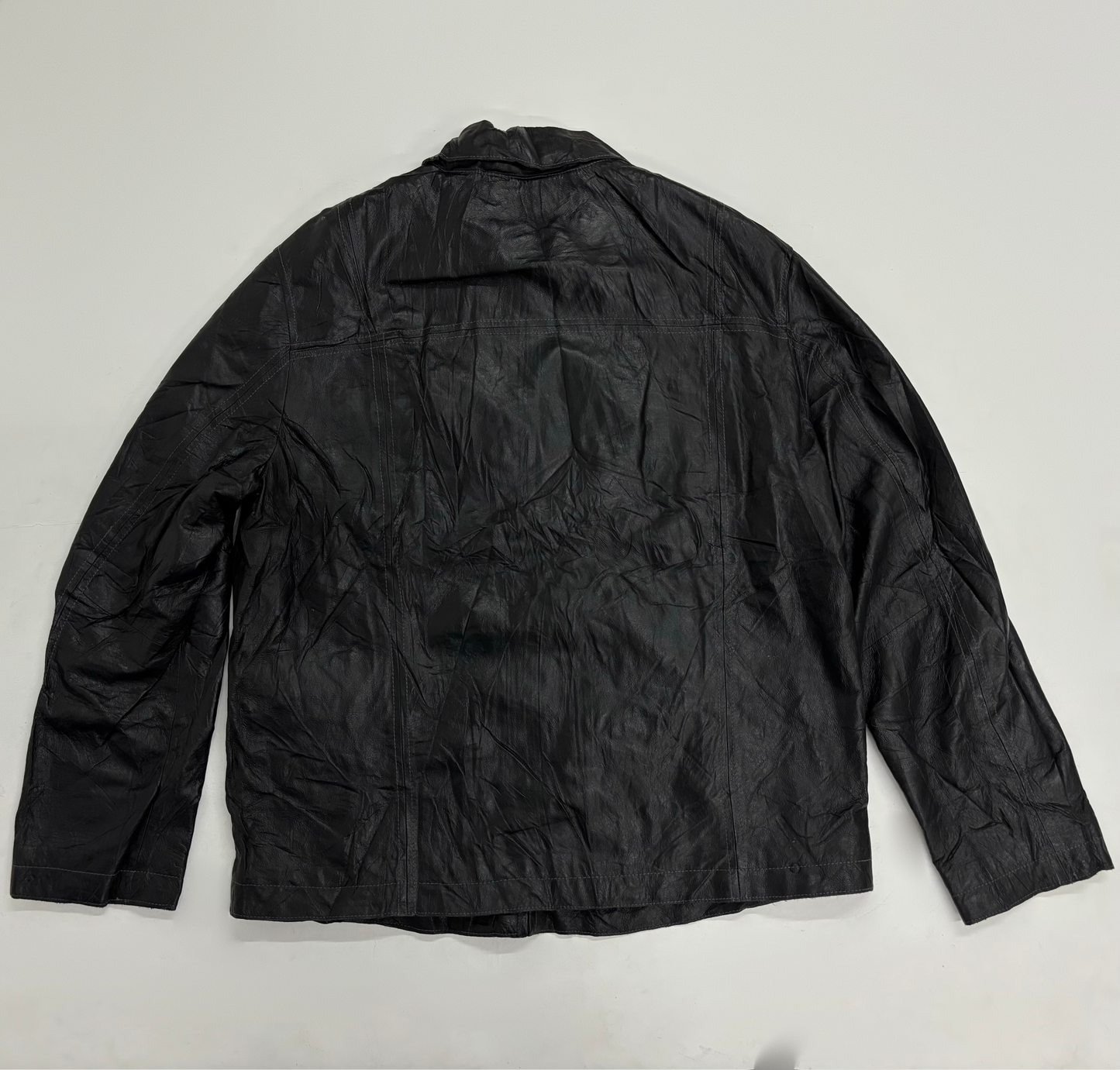 Unisex Vintage Black Leather Field Jacket
