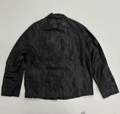 Unisex Vintage Black Leather Field Jacket