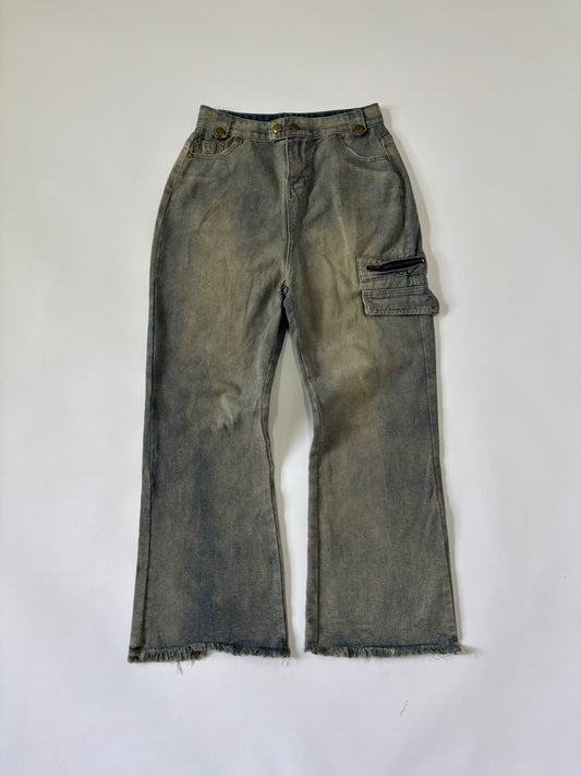 Light Wash Cargo Flare Unisex Jeans