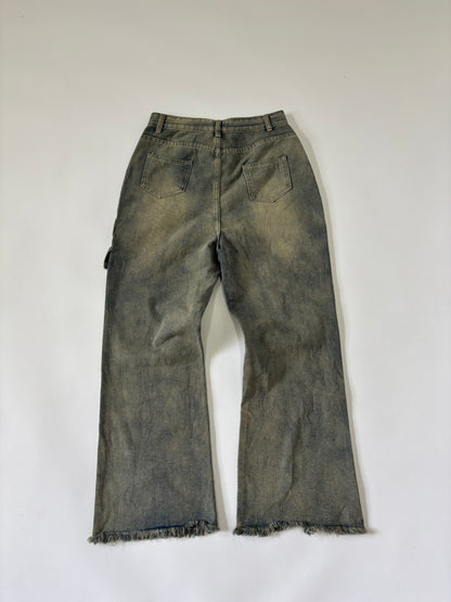 Light Wash Cargo Flare Unisex Jeans