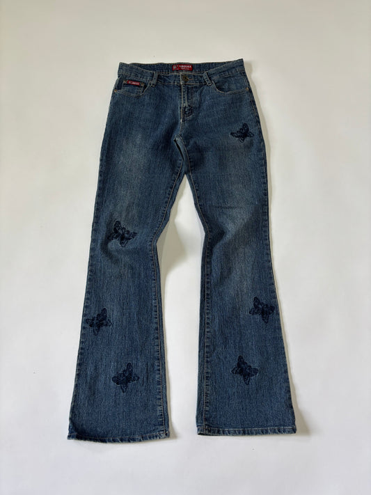 Butterfly Embroidered Flare Women's Jeans