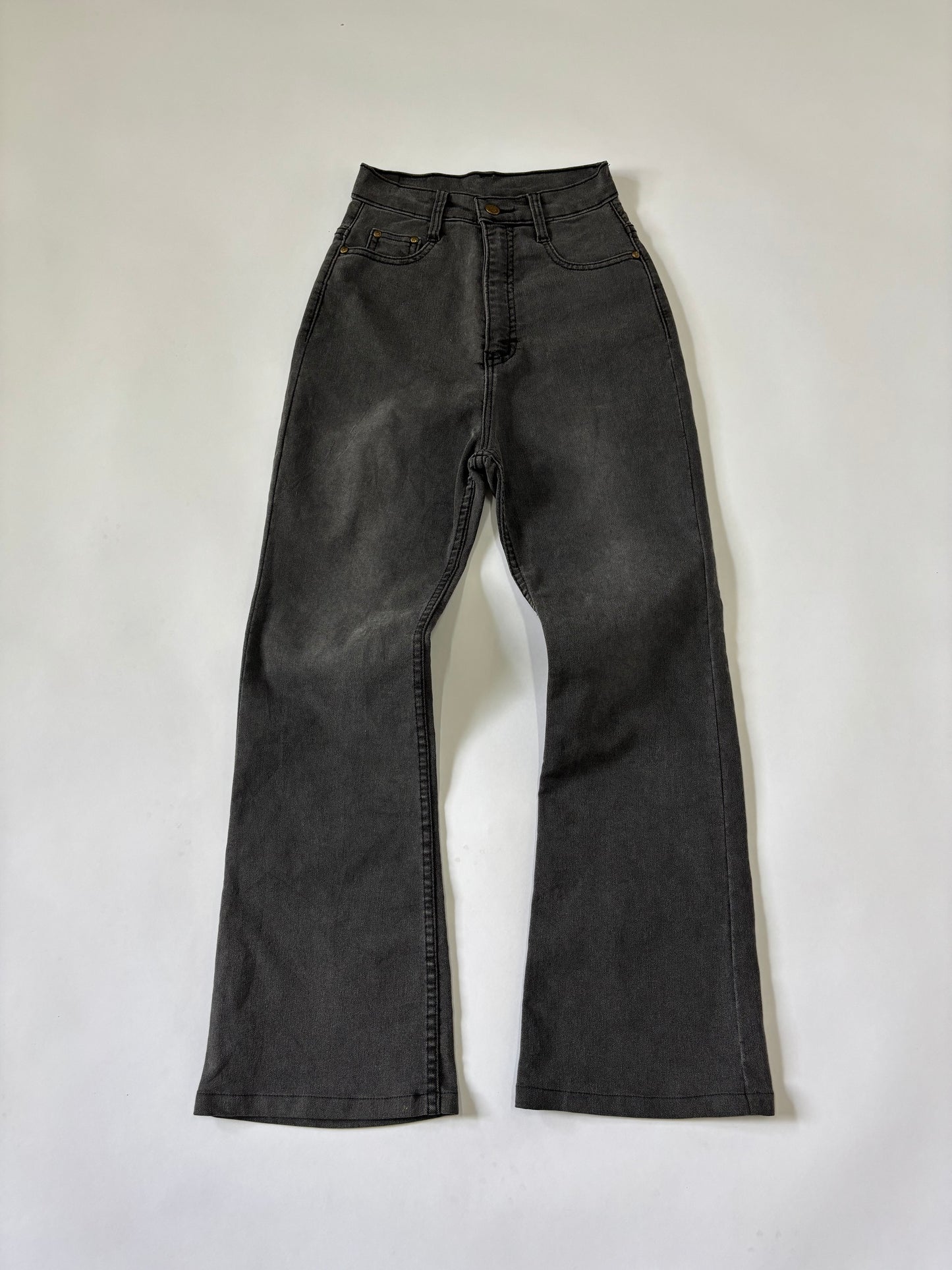 Y2K Charcoal Grey High Waist Flared Women's Jeans – Vintage Bootcut Denim Pants