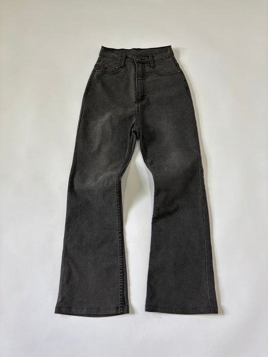 Y2K Charcoal Grey High Waist Flared Women's Jeans – Vintage Bootcut Denim Pants