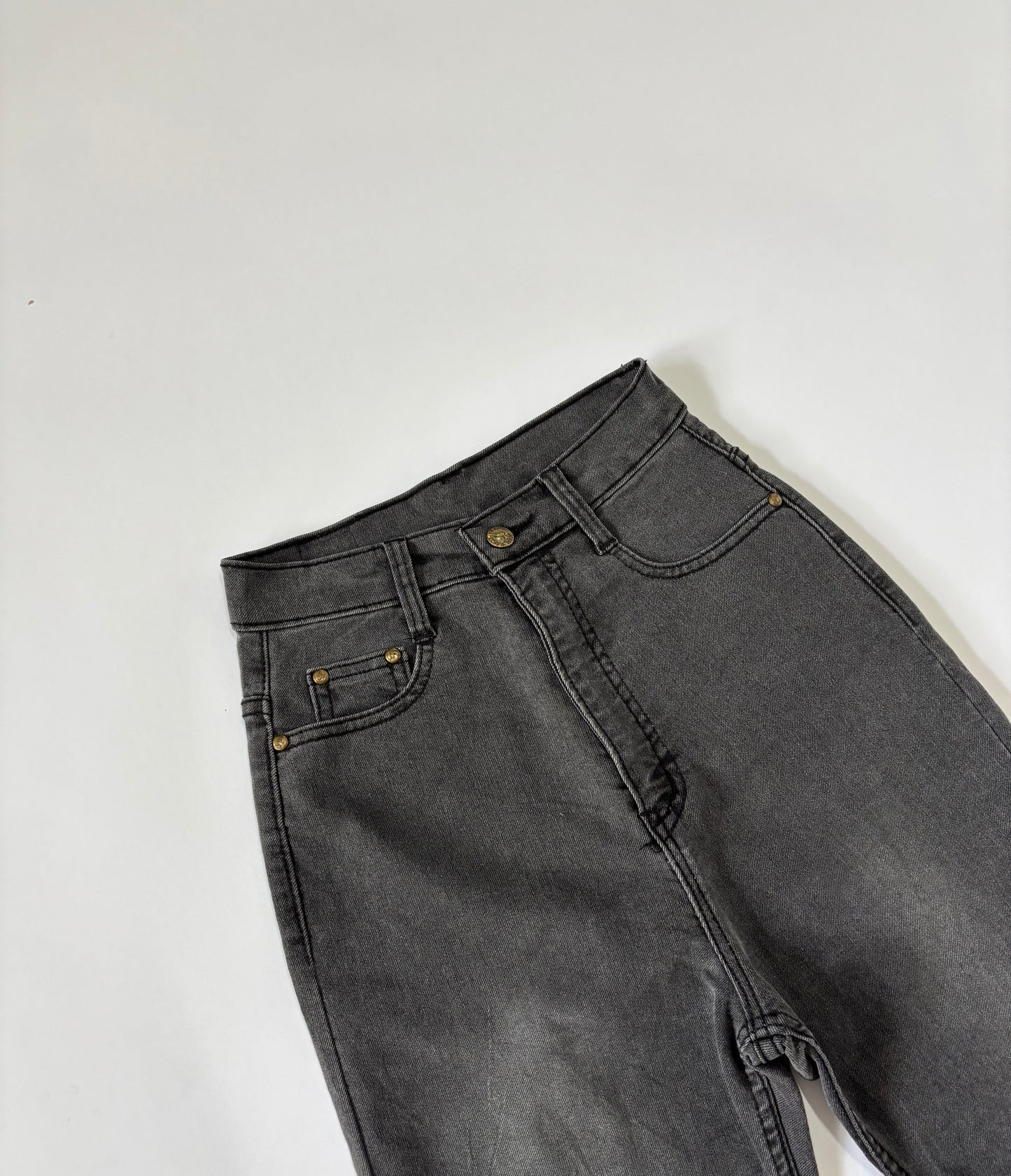 Y2K Charcoal Grey High Waist Flared Women's Jeans – Vintage Bootcut Denim Pants