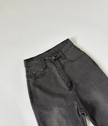 Y2K Charcoal Grey High Waist Flared Women's Jeans – Vintage Bootcut Denim Pants