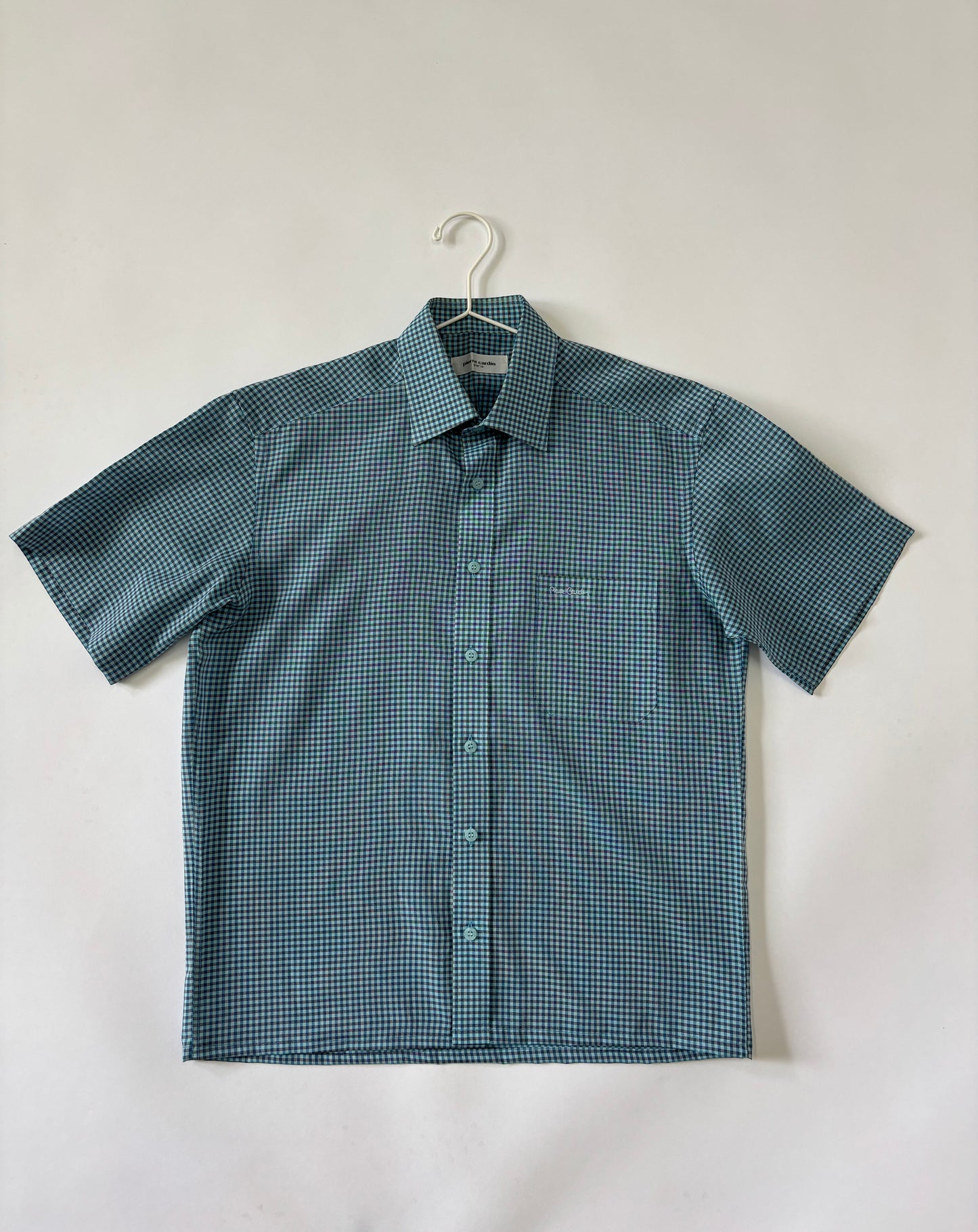 Teal Micro Check Short Sleeve Shirt