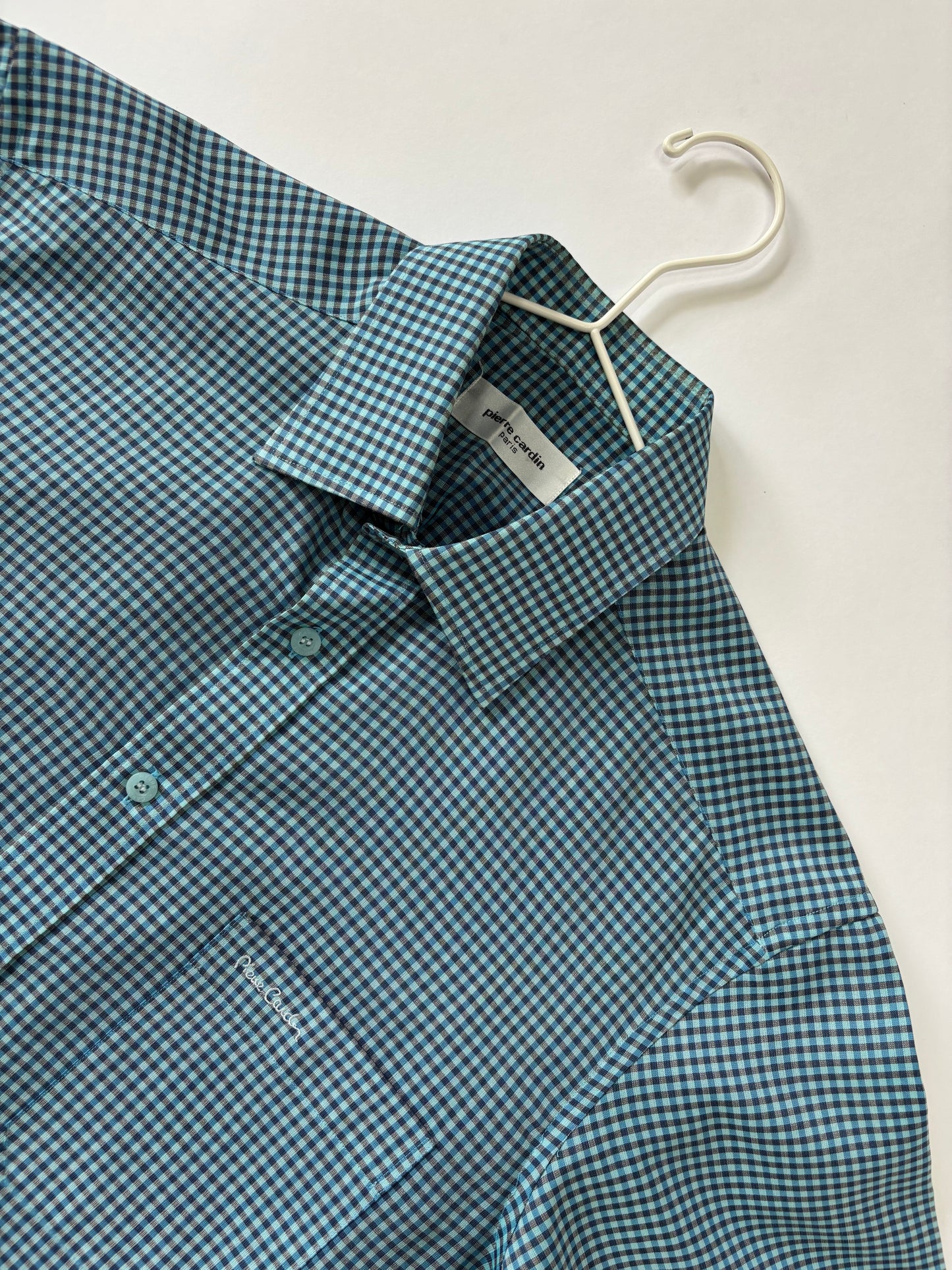 Teal Micro Check Short Sleeve Shirt