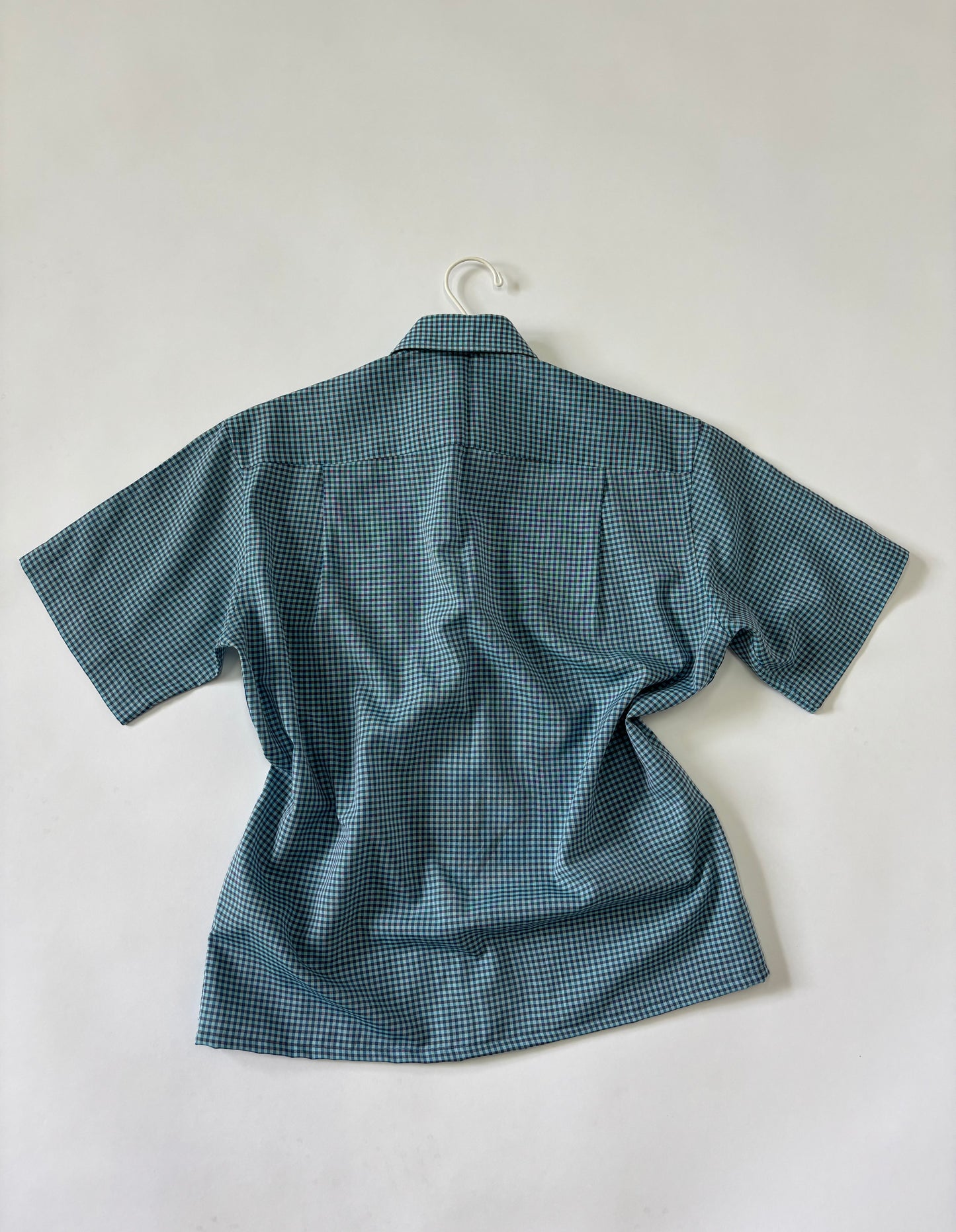 Teal Micro Check Short Sleeve Shirt