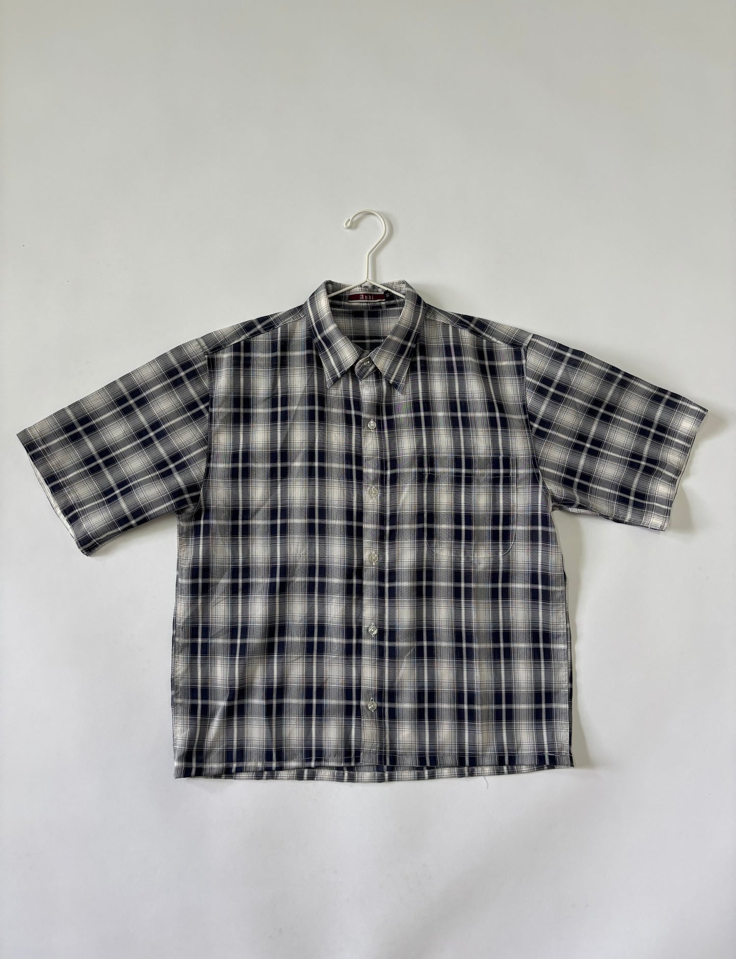 Navy Plaid Short Sleeve Shirt