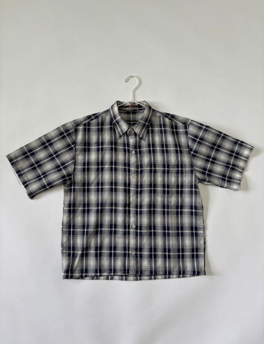 Navy Plaid Short Sleeve Shirt