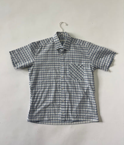 Blue Grid Check Short Sleeve Shirt