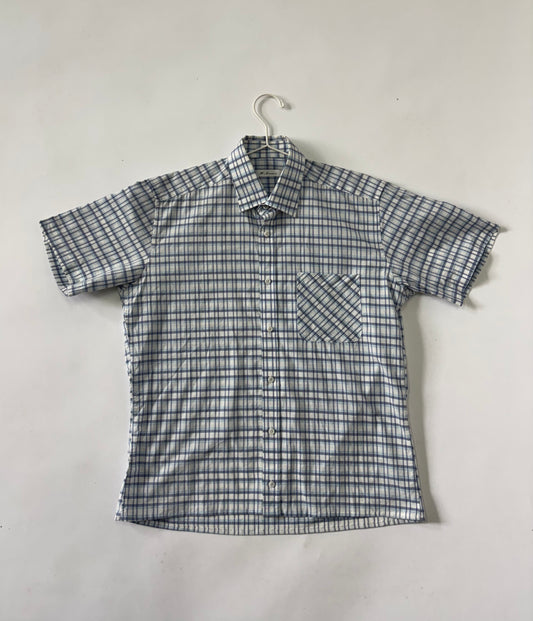 Blue Grid Check Short Sleeve Shirt