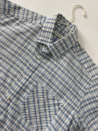 Blue Grid Check Short Sleeve Shirt