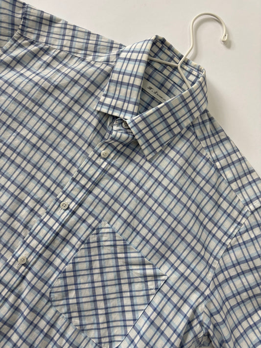 Blue Grid Check Short Sleeve Shirt