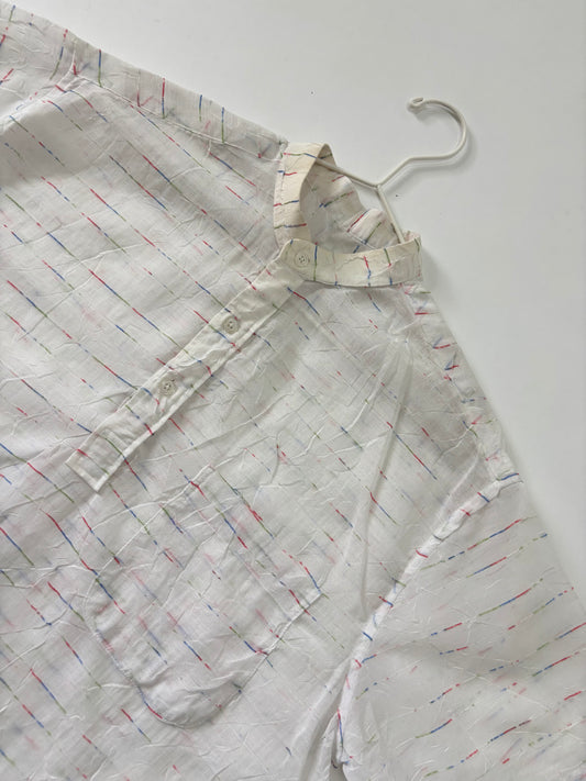Off-White Textured Mandarin Collar Shirt