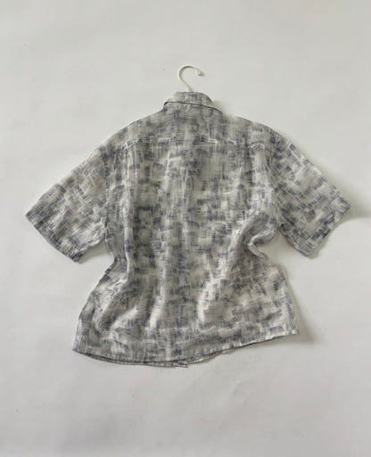 Grey Abstract Print Short Sleeve Shirt
