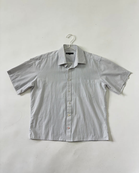Light Grey Micro Check Short Sleeve Shirt