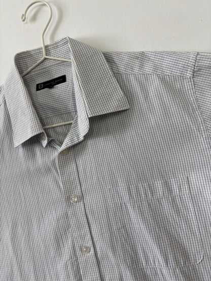 Light Grey Micro Check Short Sleeve Shirt