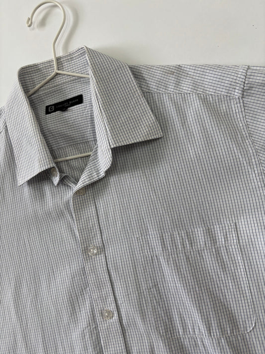 Light Grey Micro Check Short Sleeve Shirt