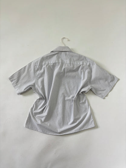 Light Grey Micro Check Short Sleeve Shirt