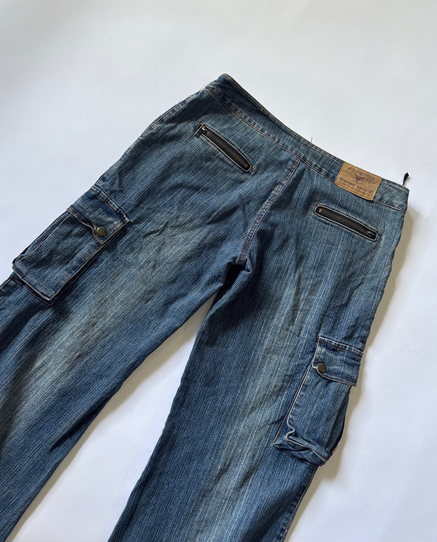 Women's Y2K Low-Rise Wide Leg Cargo Jeans with Drawstring Hem