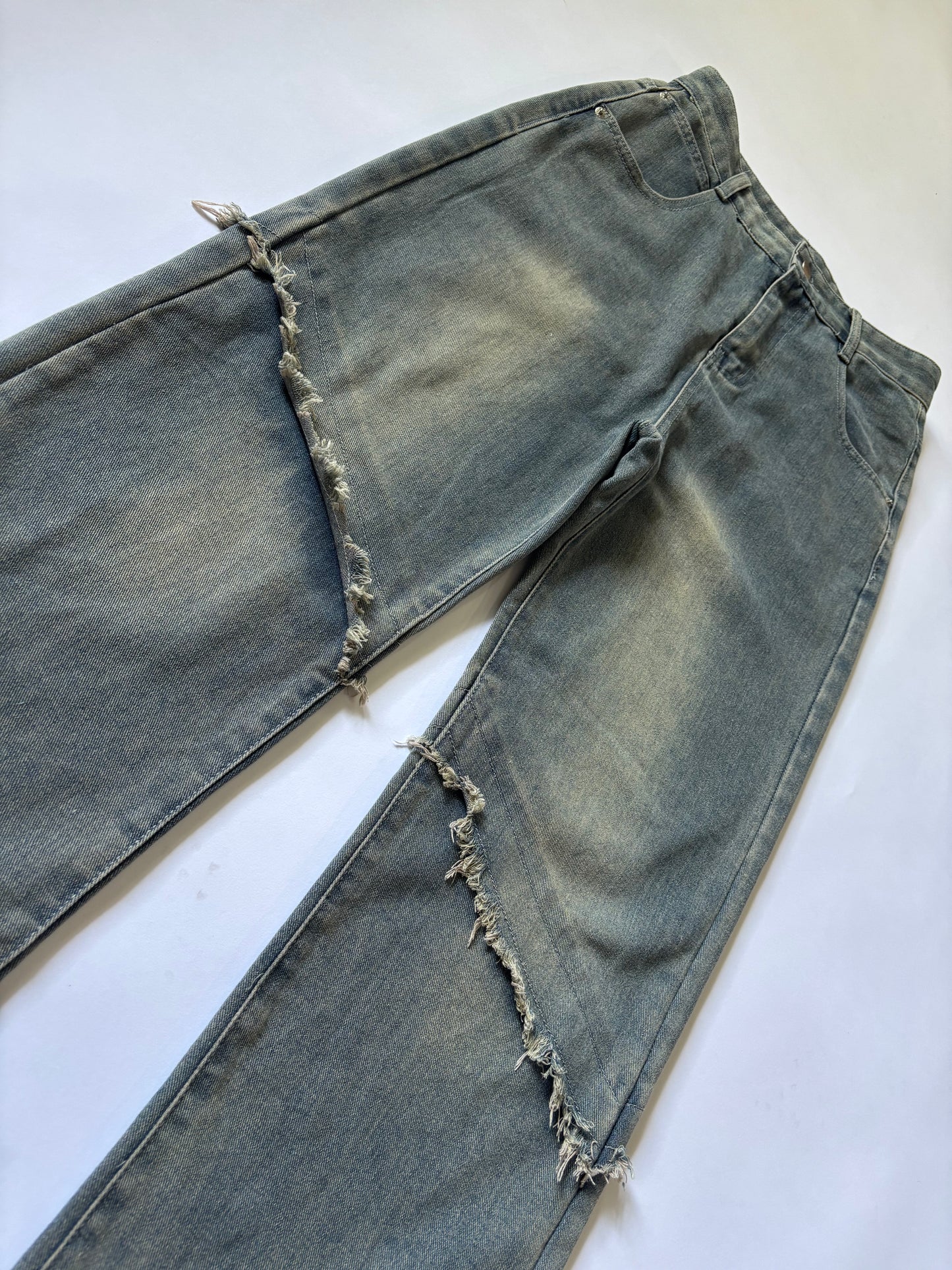 Distressed Seam Wide Leg Women's Jeans