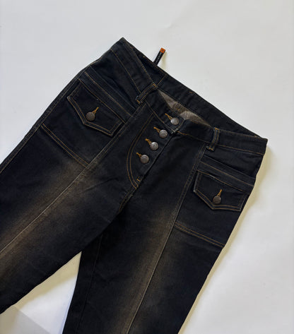 Dark indigo flare high waist women's jeans