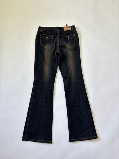 Dark indigo flare high waist women's jeans