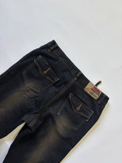 Dark indigo flare high waist women's jeans