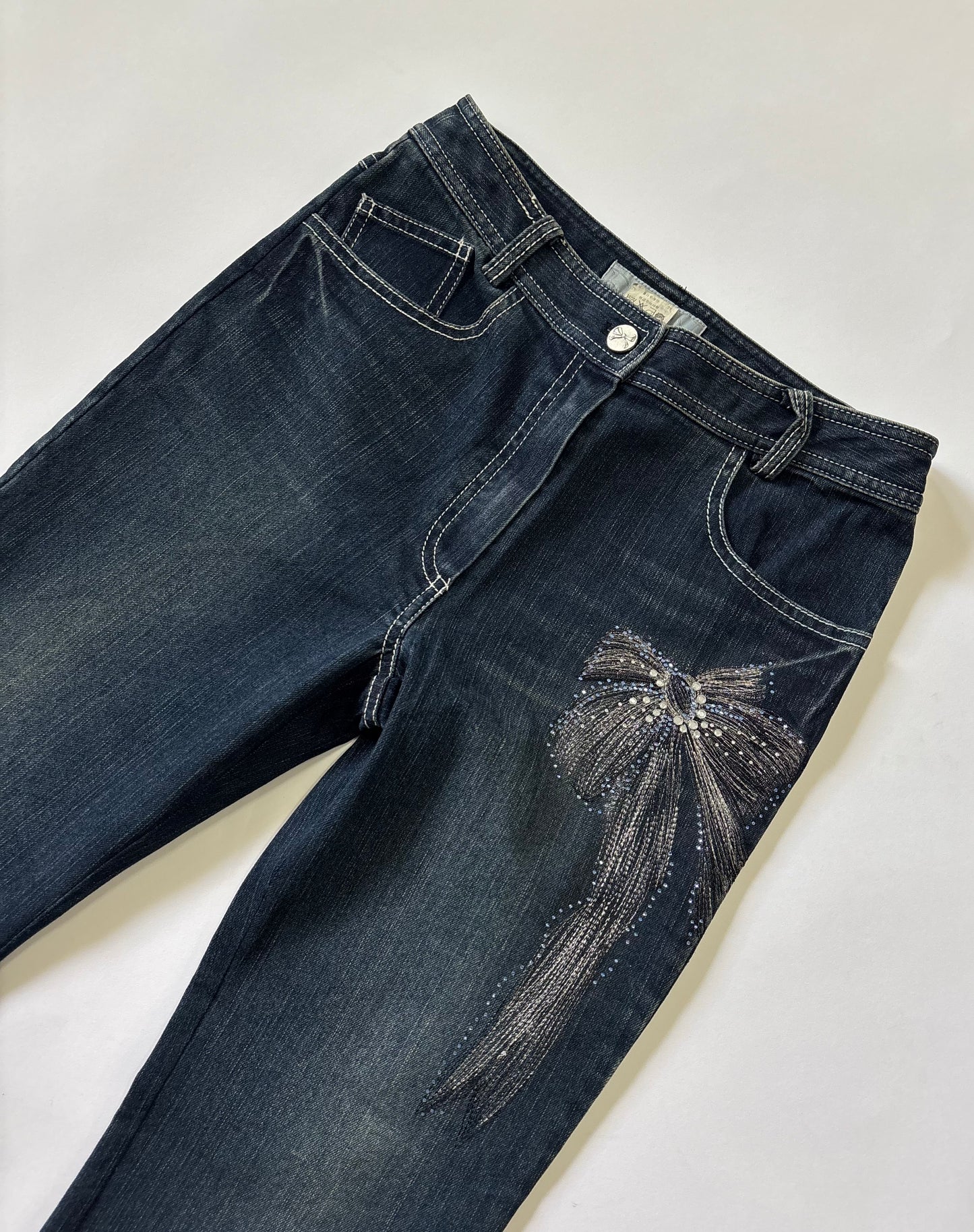 Dark Wash Embellished Wide-Leg  Women's Jeans
