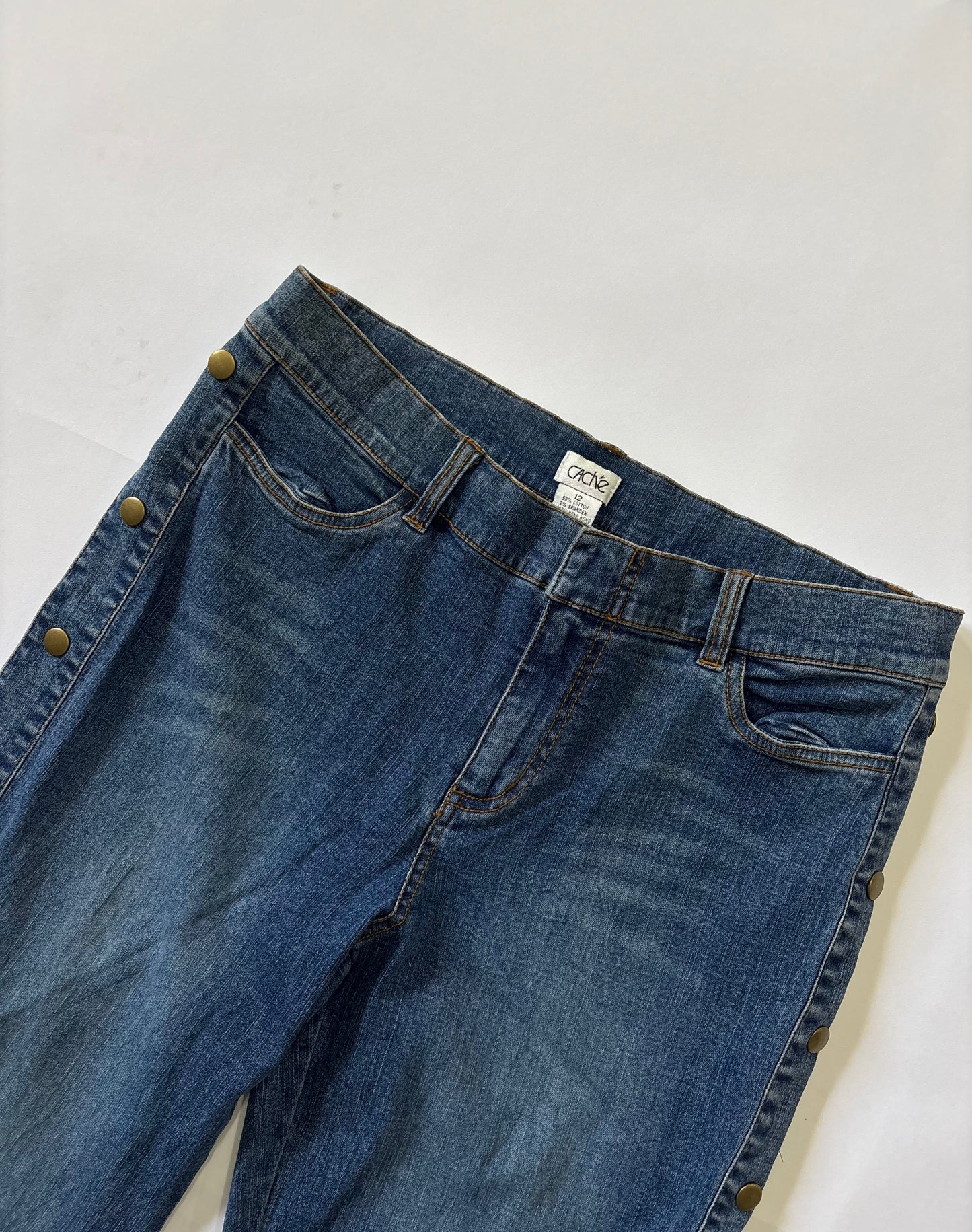 Snap-Side Wide Leg Jeans