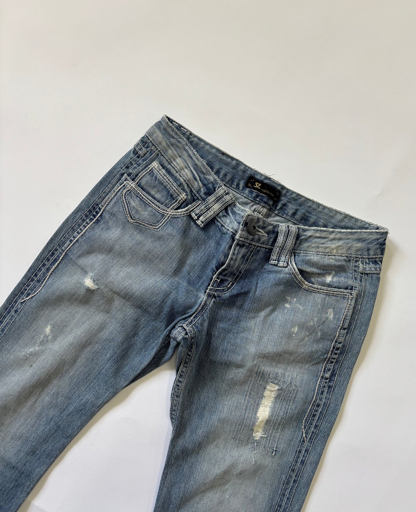 Light Wash Distressed Bootcut Jeans
