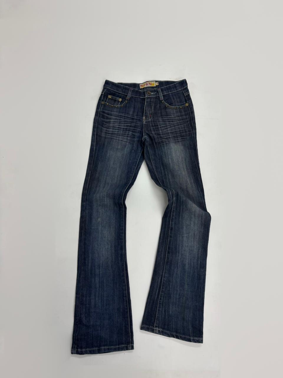 Vintage Embroidered Pocket Bootcut Denim Jeans