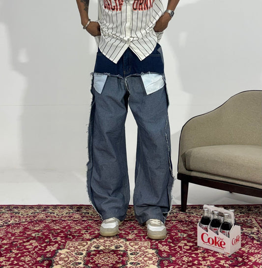 Reworked Panel Wide Leg Men's Denim – Vintage Wash