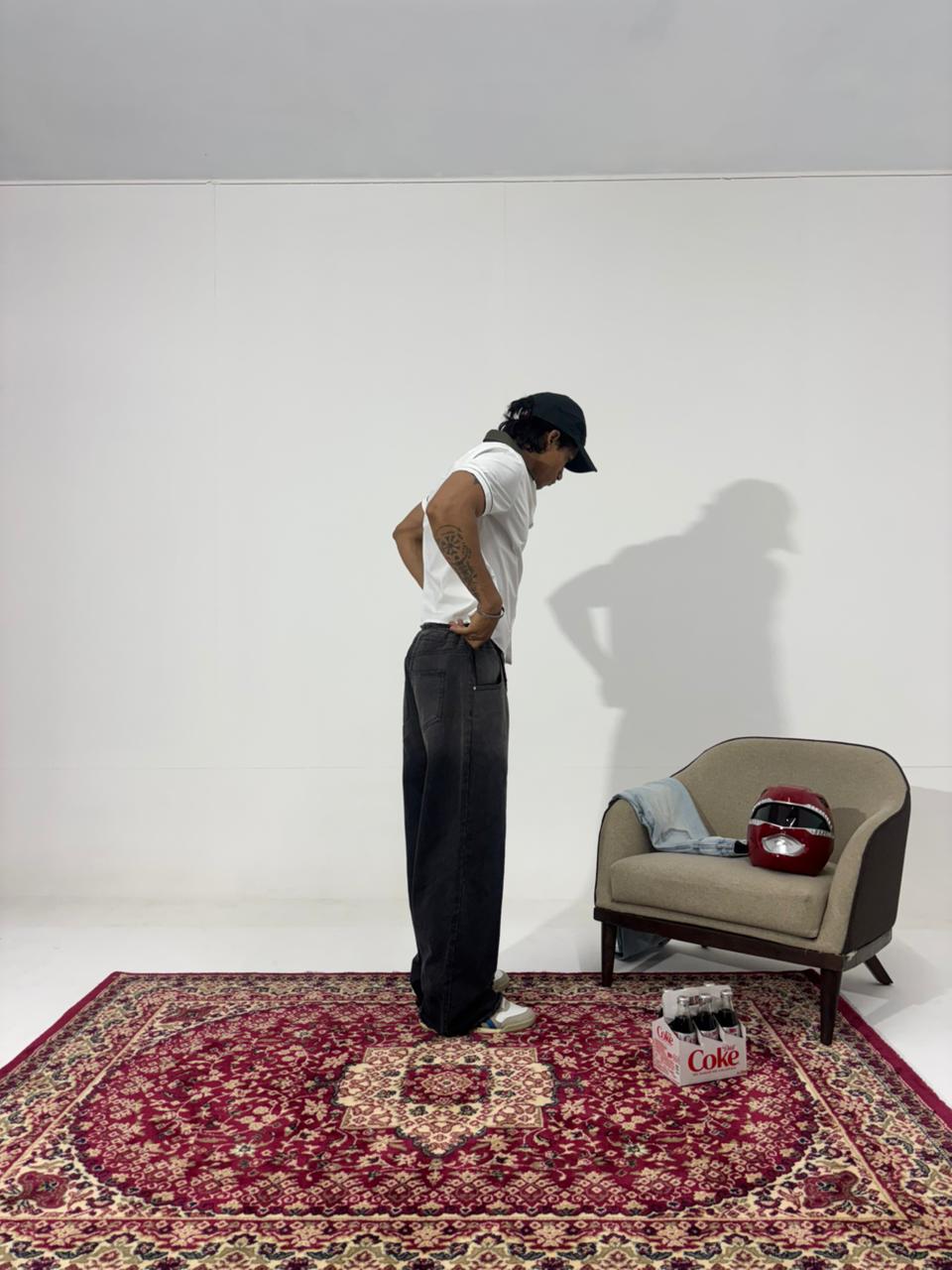 Vintage Washed Black Wide Leg Men's Denim
