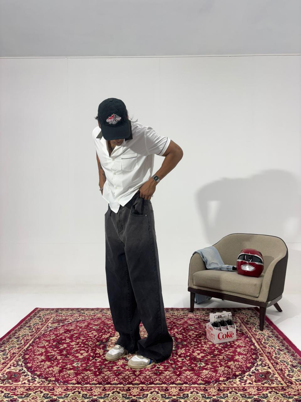 Vintage Washed Black Wide Leg Men's Denim