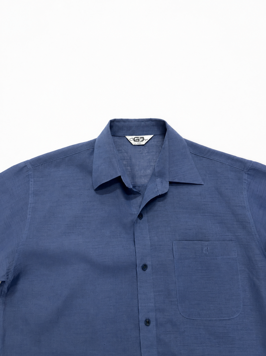 Men's Solid Blue Half Sleeve Casual Cotton Blend Shirt